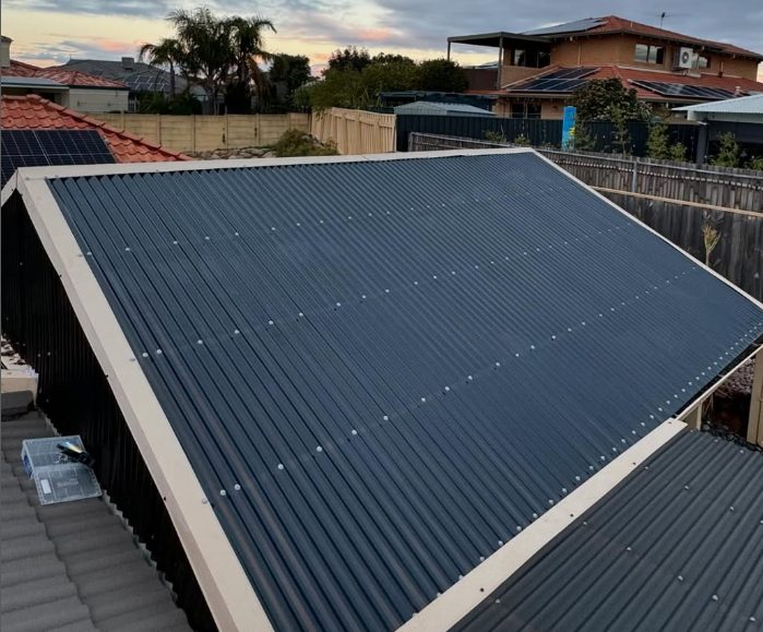 New metal roof sheeting close-up